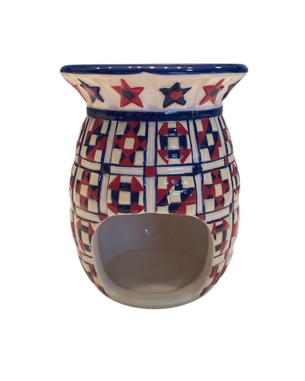 Partylite Patriotic tealight and wax warmer Americana Red White & Blue Melter